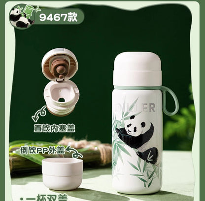 DILLER Panda Vacuum Insulated Bottle with Cup Lid – 300ml Stainless Steel Thermal Flask | Portable Travel Bottle