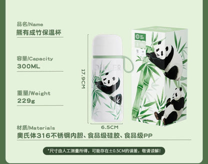 DILLER Panda Vacuum Insulated Bottle with Cup Lid – 300ml Stainless Steel Thermal Flask | Portable Travel Bottle