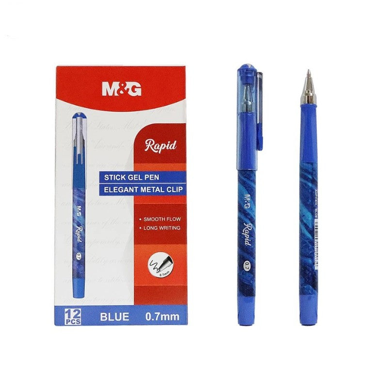 M&G Chenguang Rapid Stick Gel Pen 0.7mm – Blue Ink | Smooth Writing | Metal Clip - 1 Pcs - No: AGP11574