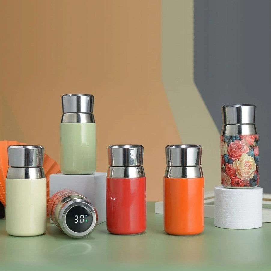 Mini 200ml Thermos Bottle with LED Temperature Display | Safe SUS316 Stainless Steel Leak-Proof Personal Water Bottle