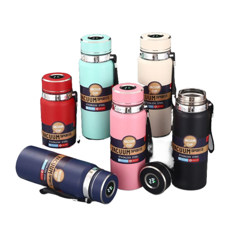 800ml Sports Vacuum Insulated Flask – Stainless Steel Thermal Bottle with Carry Strap | Hot & Cold Water Bottle
