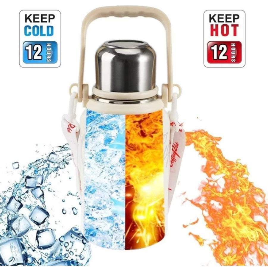 800ml Vacuum Insulated Food Jar & Thermal Flask with Folding Handle – Stainless Steel Soup & Beverage Container