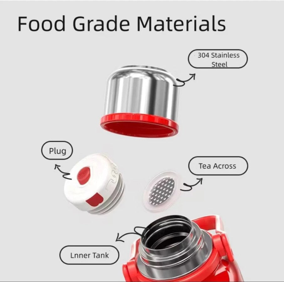 800ml Vacuum Insulated Food Jar & Thermal Flask with Folding Handle – Stainless Steel Soup & Beverage Container