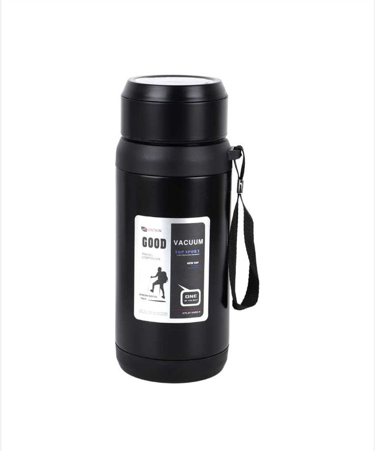 QXSD Stainless Steel Vacuum Flask with Carrying Strap & Cup Lid – 1000ml – Double Wall Insulated Travel Bottle