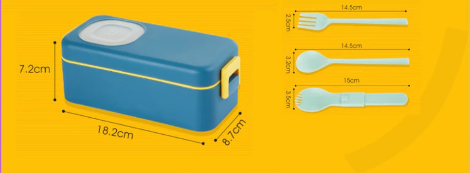 550ml Lunch Box with Sauce Container & Cutlery Set – Portable Food Storage Box for School, Office & Travel