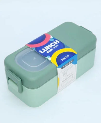 550ml Lunch Box with Sauce Container & Cutlery Set – Portable Food Storage Box for School, Office & Travel