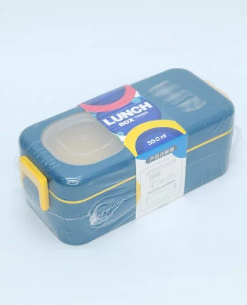 550ml Lunch Box with Sauce Container & Cutlery Set – Portable Food Storage Box for School, Office & Travel