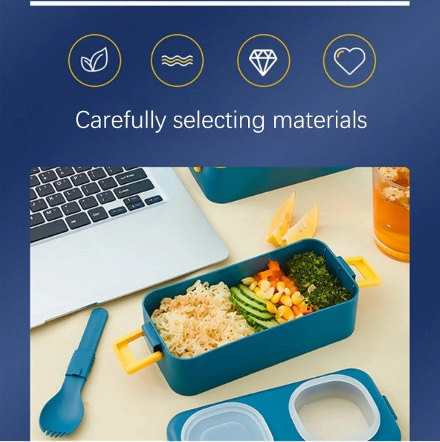 550ml Lunch Box with Sauce Container & Cutlery Set – Portable Food Storage Box for School, Office & Travel