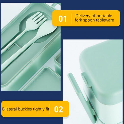 550ml Lunch Box with Sauce Container & Cutlery Set – Portable Food Storage Box for School, Office & Travel