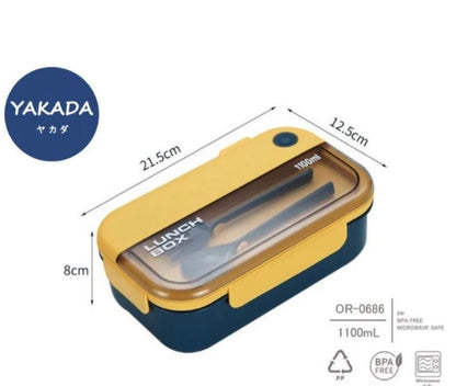 1100ml Lunch Box with Divider & Built-in Cutlery – Leak-Resistant Food Container for School, Office & Travel