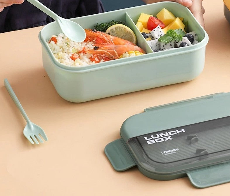 1100ml Lunch Box with Divider & Built-in Cutlery – Leak-Resistant Food Container for School, Office & Travel