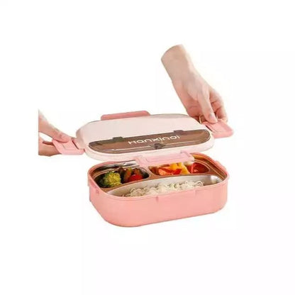 Hanxindai 304 Stainless Steel Lunch Box with 2 Compartments 1000ML – Leakproof Food Container for School, Office & Travel