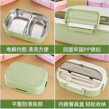 Hanxindai 304 Stainless Steel Lunch Box with 2 Compartments 1000ML – Leakproof Food Container for School, Office & Travel