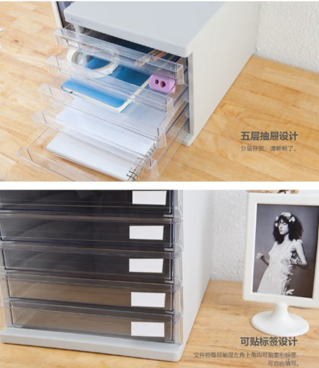 M&G Chenguang 5-Drawer Desktop Storage Cabinet with Key Lock – Office Document Organizer - No: ADM95298K