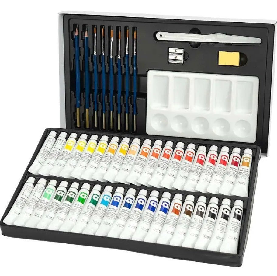 Art Rangers 51-Piece Acrylic Colour Painting Set with Wooden Table Easel - No:38012