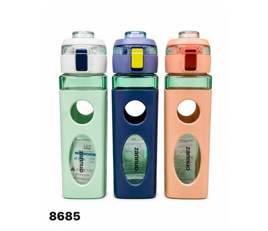 Zanhuo 650ml Sports Water Bottle with Flip-Top Straw Lid and Carry Handle - 1pcs - Assorted Color