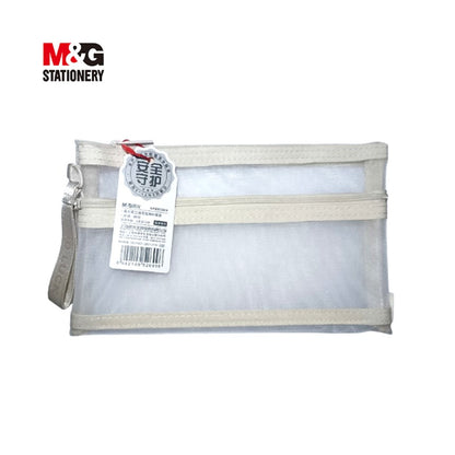 M&G Chenguang Double-Layer Large Capacity Mesh Pencil Case – 230 × 130 mm, Durable Zippered Stationery Pouch  - 1pcs - No: APB932EH
