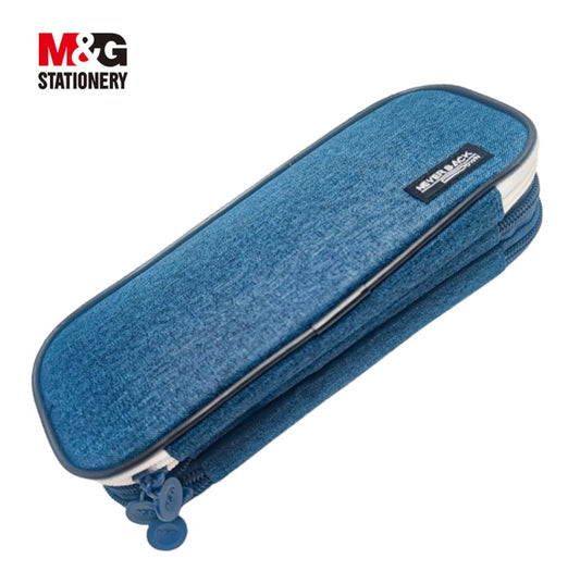 M&G Chenguang Large Capacity Double Layer Pencil Case - 3 Zipper Pocket - 1pcs - Assorted Color - No: APB903DB