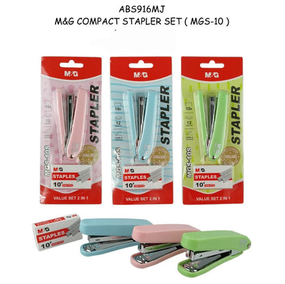 M&G Chenguang Compact Mini Stapler Set with 1000 No. 10 Staples – 2-in-1 Value Set, Assorted Colors - 1pcs - No: ABS916MJ