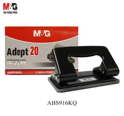 M&G Chenguang Heavy Duty 2-Hole Paper Punch – 20 Sheets Capacity, 80mm Hole Distance, 6mm Hole Diameter - No: ABS916KQ