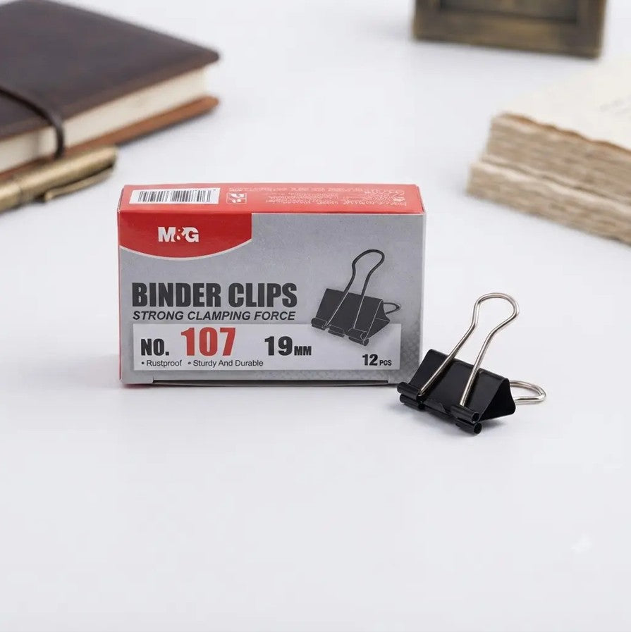 M&G Chenguang Binder Clips – Strong Clamping Force, Assorted Sizes for Office, School & Home Organization - 1pack