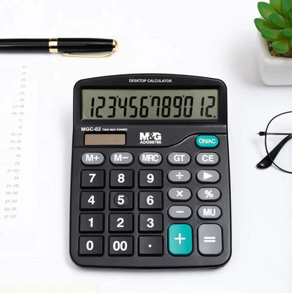 M&G Chenguang MGC-02 Desktop Calculator, 12-Digit Display, Large Buttons, Basic Office & Business Calculator with GT, MU and Memory Functions - No: ADG98793