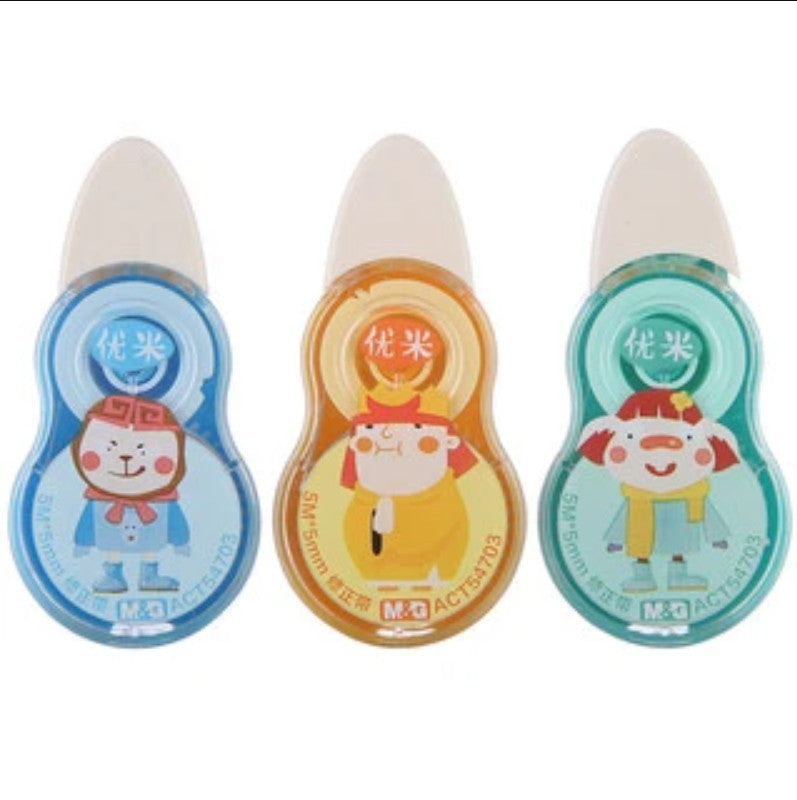 M&G Chenguang Correction Tape Set, 3 Pieces – 5mm x 5m – Cute Character Design, Quick-Drying White Correction Tape for School, Office & Writing - 1pack - No: ACT54703