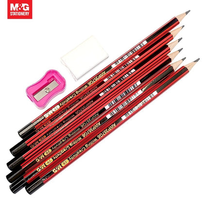 M&G Chenguang 2B Graphite Pencils – Pack of 12, Break-Resistant Lead, Easy to Sharpen, Includes Free Eraser & Sharpener - No: AWP357G6