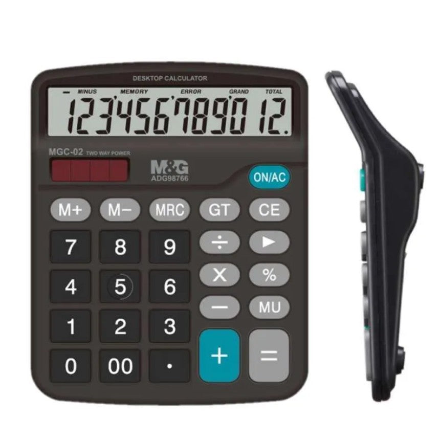 M&G Chenguang Solar Powered Economic Desktop Calculator - 12 Digits, Large Display, Dual Power Source -1pcs - No: ADG98766