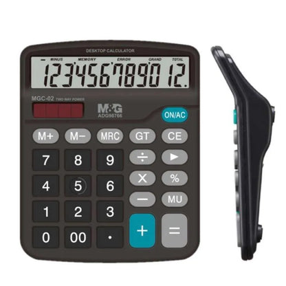 M&G Chenguang Solar Powered Economic Desktop Calculator - 12 Digits, Large Display, Dual Power Source -1pcs - No: ADG98766