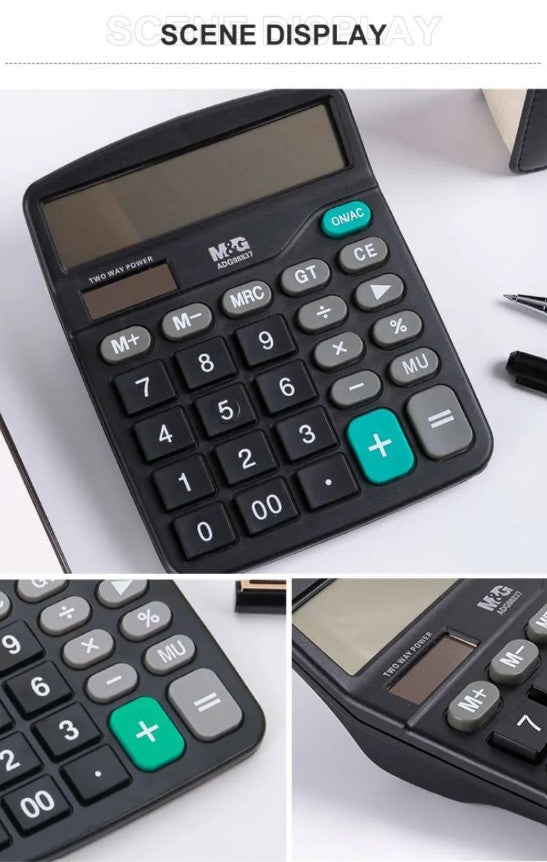 M&G Chenguang Solar Powered Economic Desktop Calculator - 12 Digits, Large Display, Dual Power Source -1pcs - No: ADG98766
