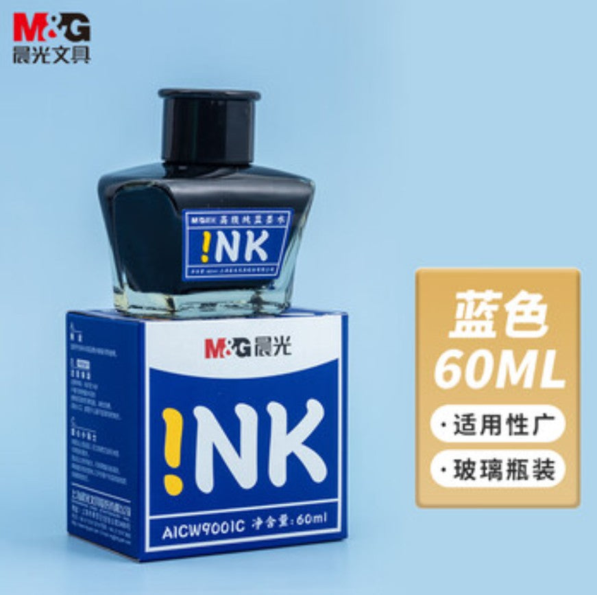 M&G Chenguang High Quality Glass Of Ink 60ml For Signature and Decorative Writing & Stamp Pad refill - Blue - No: AICW9001C
