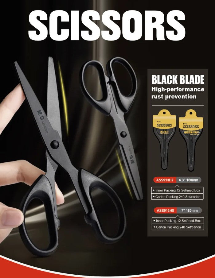 M&G Chenguang Telfon Scissors 180mm – Ergonomic Office & Craft Scissors - No: ASS913H8
