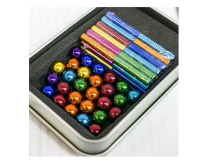 Magnetic Building Blocks Set | 36 PCS Colorful Magnet Sticks + 27 PCS Metal Balls | STEM Educational Construction Toy for Kids & Adults