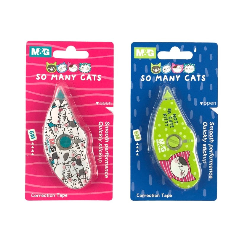 M&G Chenguang Correction Tape 6m × 5mm – Smooth Performance Quick Drying Correction Tape – 1pcs – Assorted Cat Designs - No: ACT11874