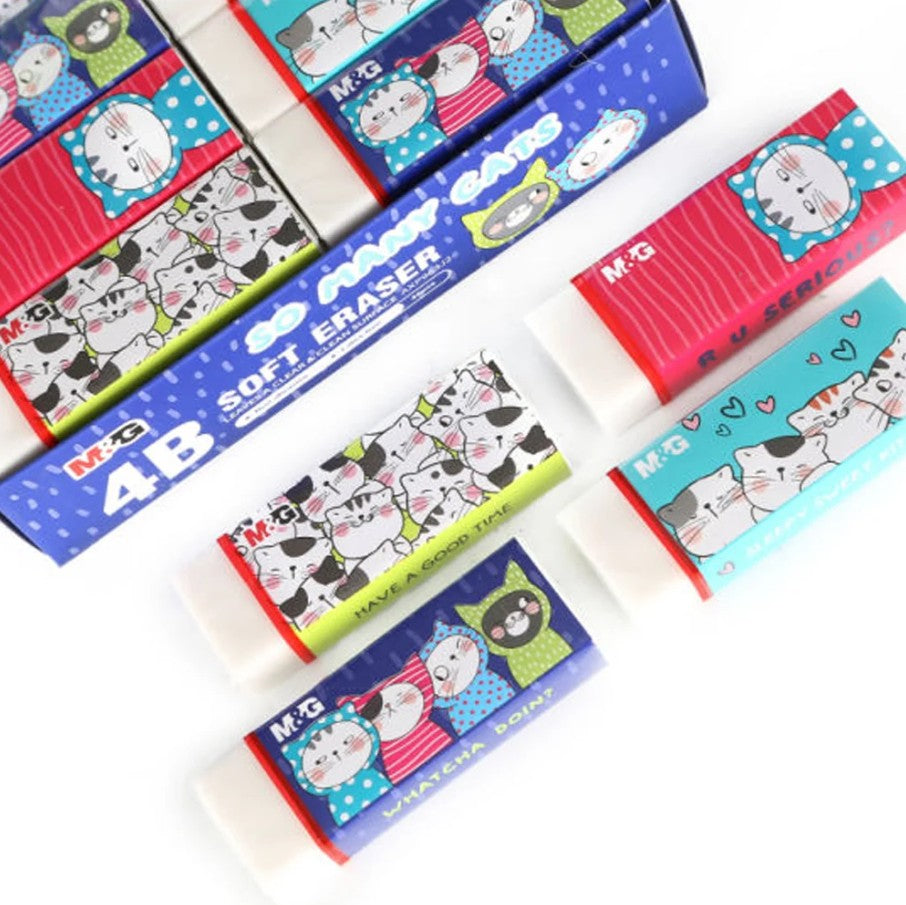 M&G Chenguang 4B Soft Eraser – So Many Cats Collection – Non-Abrasive Latex-Free Eraser – Assorted Designs – No: AXP963J2