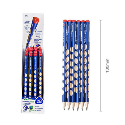 M&G Chenguang umbo Triangular Grooved Pencil (2B) Ergonomic Hole Design Pencil Grip Practicing for School Students, Beginners 2B- 1pcs - No: AWPQ0915