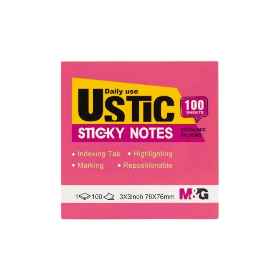 M&G Chenguang USTIC Sticky Notes – 100 Sheets, 3 × 3 Inch (76 × 76 mm) – Repositionable Self-Stick Notes - No: YS-462