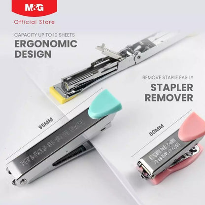 M&G Chenguang Durable Metal Stapler Mini Size with Staple Remover -  Staples No.10 - 1pcs - No: ABS916EF
