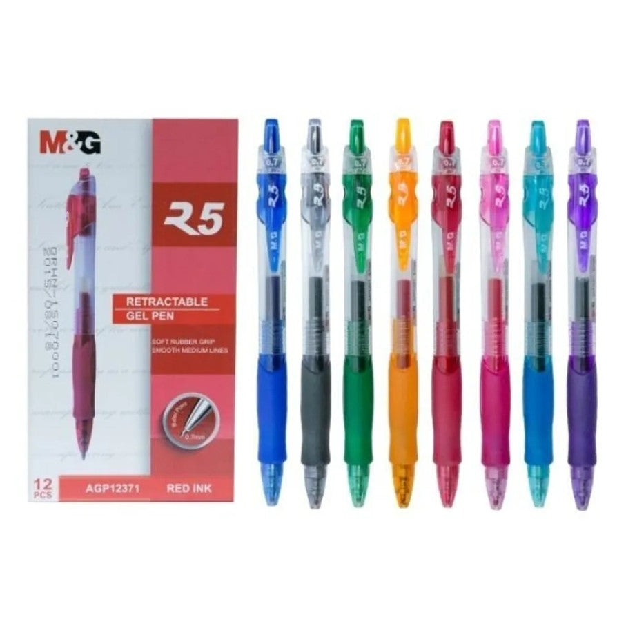 M&G Chenguang  R5 Retractable Gel Pen 0.7mm – Smooth Gel Ink Ballpoint Pen with Soft Rubber Grip – 1 pcs - No:AGP12371