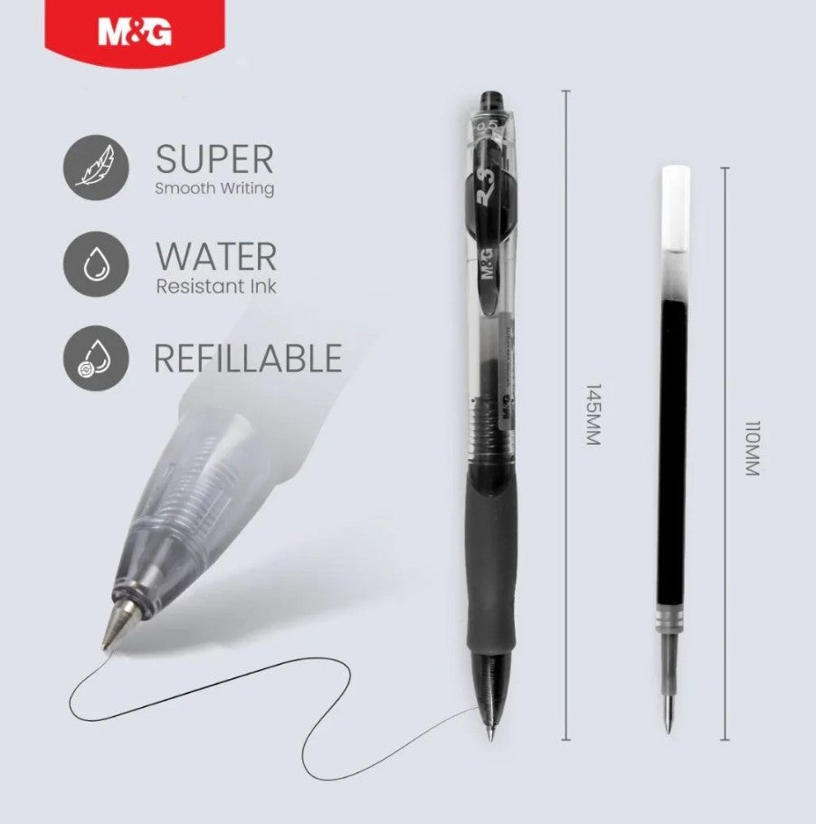 M&G Chenguang  R5 Retractable Gel Pen 0.7mm – Smooth Gel Ink Ballpoint Pen with Soft Rubber Grip – 1 pcs - No:AGP12371