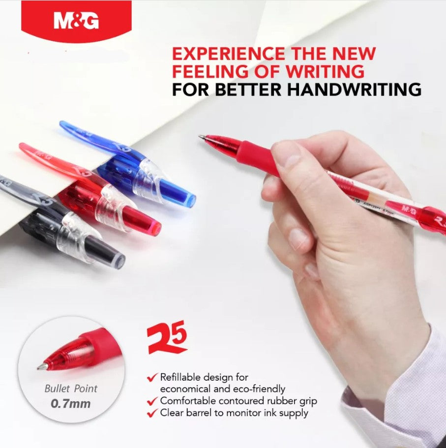 M&G Chenguang  R5 Retractable Gel Pen 0.7mm – Smooth Gel Ink Ballpoint Pen with Soft Rubber Grip – 1 pcs - No:AGP12371