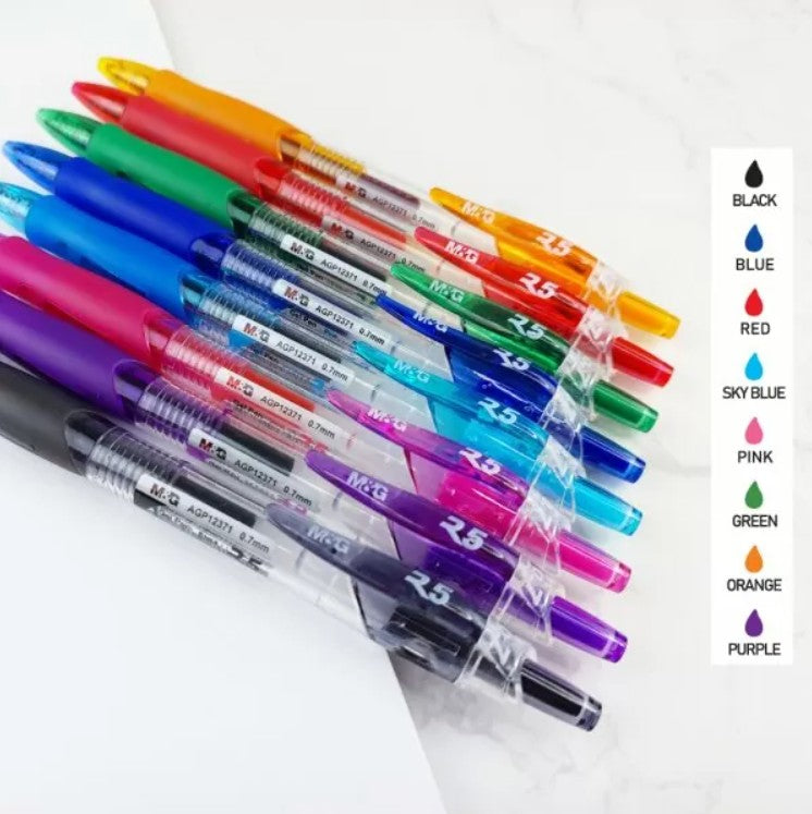 M&G Chenguang  R5 Retractable Gel Pen 0.7mm – Smooth Gel Ink Ballpoint Pen with Soft Rubber Grip – 1 pcs - No:AGP12371