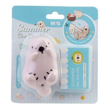 M&G Chenguang Summer Cha-Cha-Cha Mini Stapler with Silicone Soft-Grip Seal Design & 500 Staples – No: ABS916ET