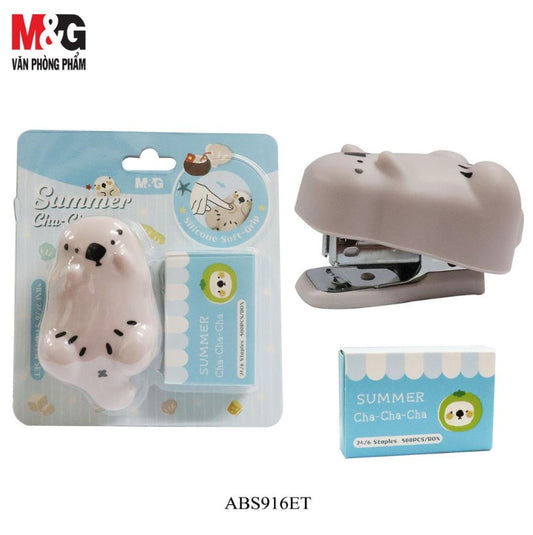 M&G Chenguang Summer Cha-Cha-Cha Mini Stapler with Silicone Soft-Grip Seal Design & 500 Staples – No: ABS916ET