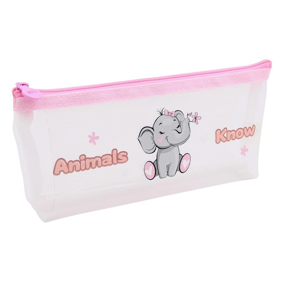 M&G Chenguang Animals Know Mesh Pencil Case – Transparent Zipper Pencil Pouch, 22 × 4.5 × 10 cm - 1pcs – No: APB932CD