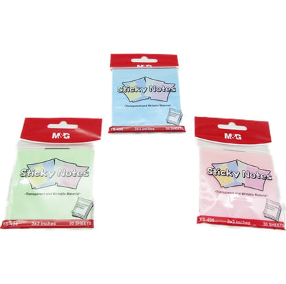 M&G Chenguang Transparent Sticky Notes 3×3 Inch, 50 Sheets – Writable Adhesive Memo Notes - 1pcs – No: YS-498