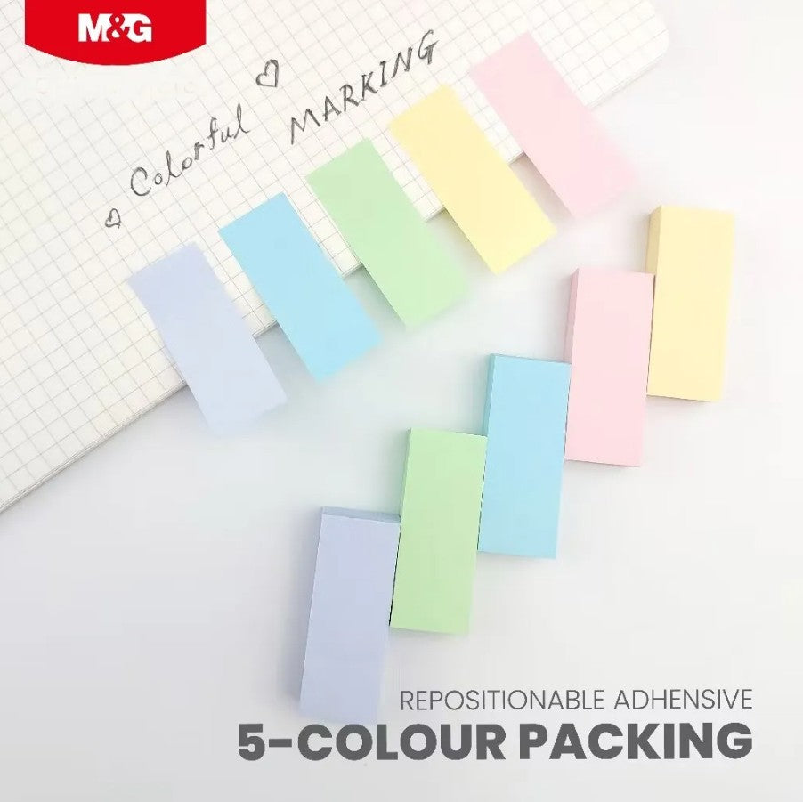 M&G Chenguang Sticky Notes 5 Pastel Colors 100 Sheets x 5 Colors, 20 x 50mm Indexing Tabs - 1pcs - No: YS-478