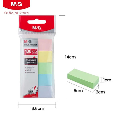M&G Chenguang Sticky Notes 5 Pastel Colors 100 Sheets x 5 Colors, 20 x 50mm Indexing Tabs - 1pcs - No: YS-478