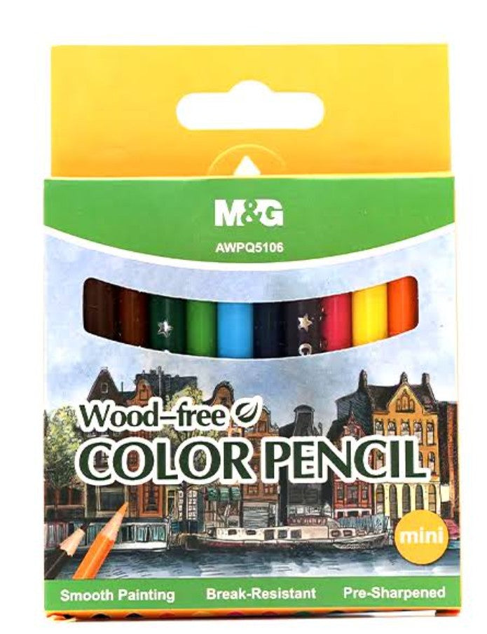 M&G Chenguang Wood-Free Mini Color Pencils Set –  Pre-Sharpened, Break-Resistant Colored Pencils - 1pcs - No: AWPQ5106